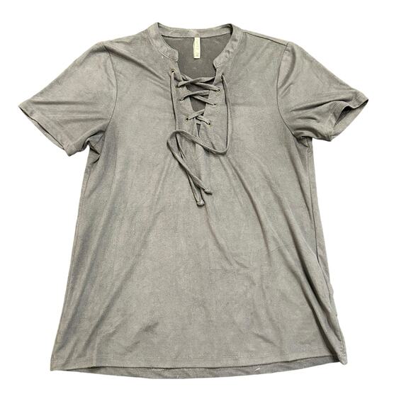 Z Supply Womens blue slate microsuede top with tie Size XS - Picture 1 of 4